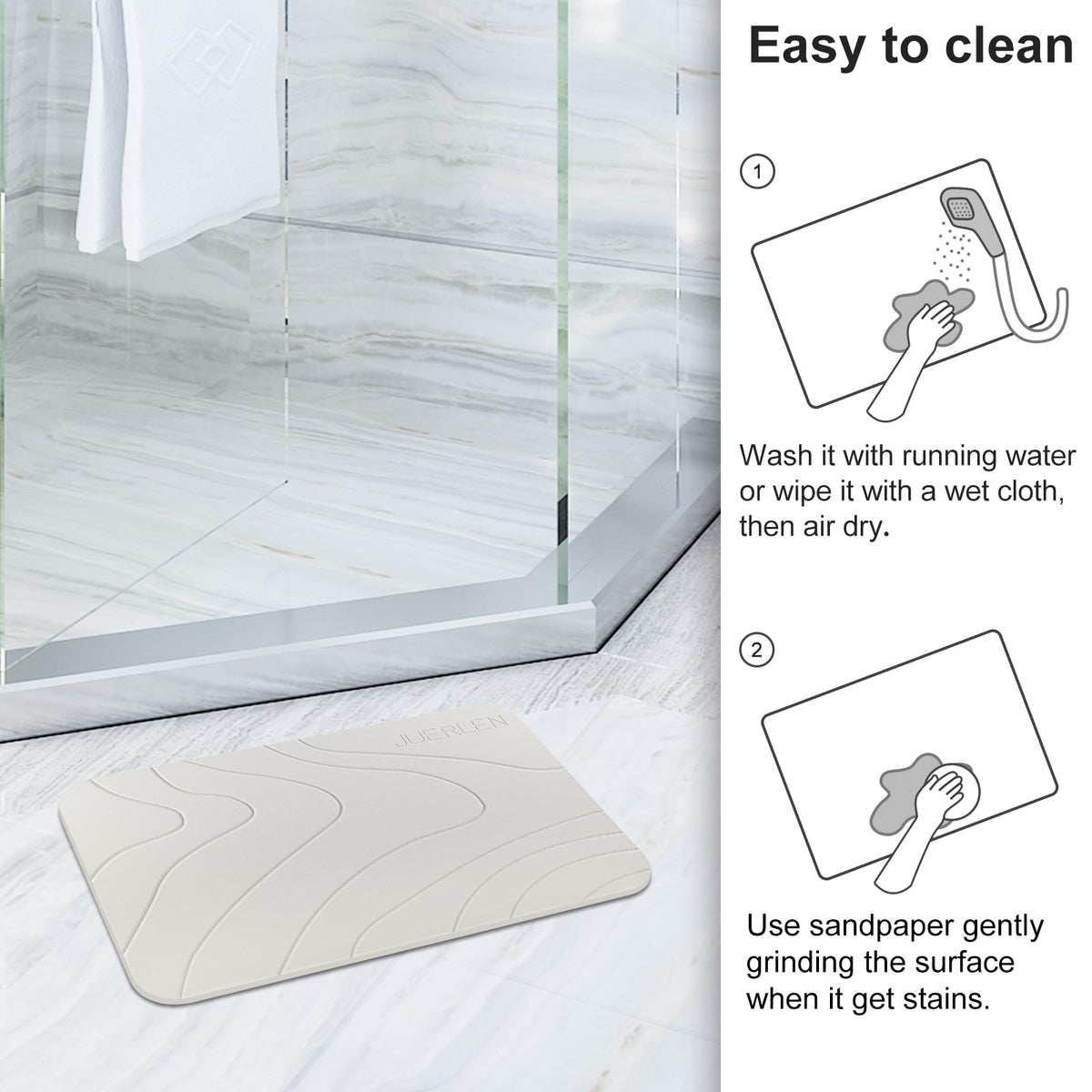 JUERLEN two-pack ready to keep floors dry after showers.