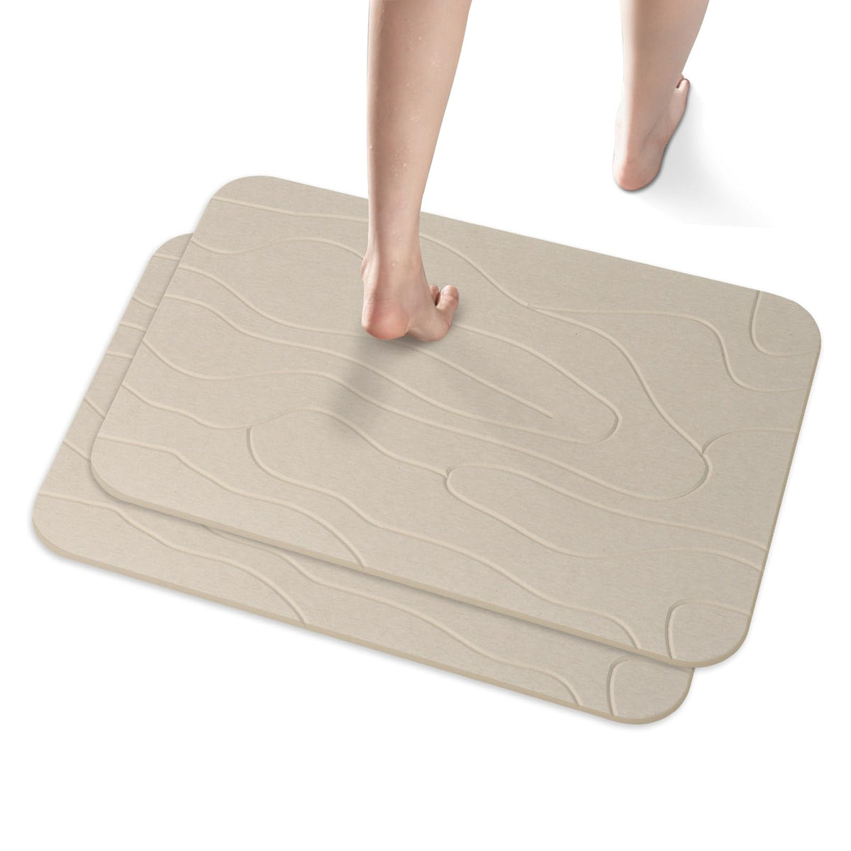 JUERLEN Diatomite Earth Mat with grey-white pattern offering rapid water absorption