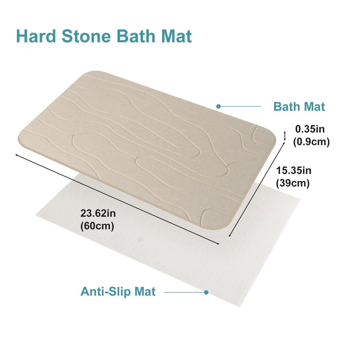 JUERLEN anti-slip rubber-base shower mat on a bathroom floor