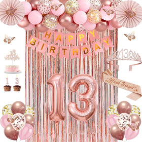 Juesly 13th birthday banner adds a festive rose gold touch for a party backdrop