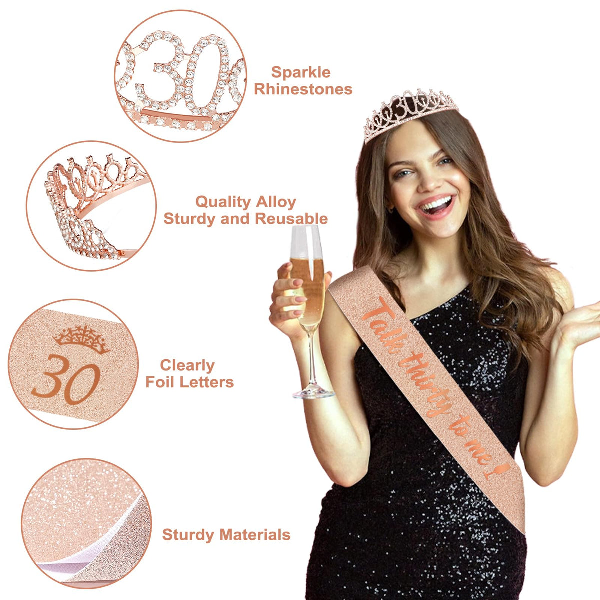 Juesly 30 cake topper crowns the dessert with sparkle for a festive moment.