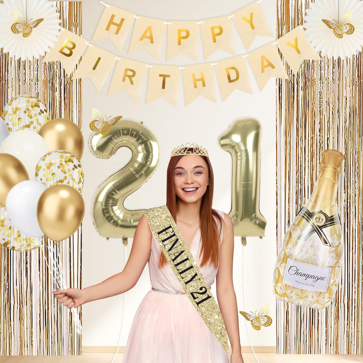Juesly 40 inch 21 balloon stands out as a bold milestone accent.