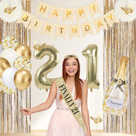 Juesly 40 inch 21 balloon stands out as a bold milestone accent.