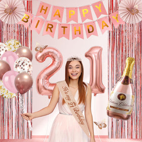 Juesly 40-inch number 21 balloons provide bold visibility for milestone photos.
