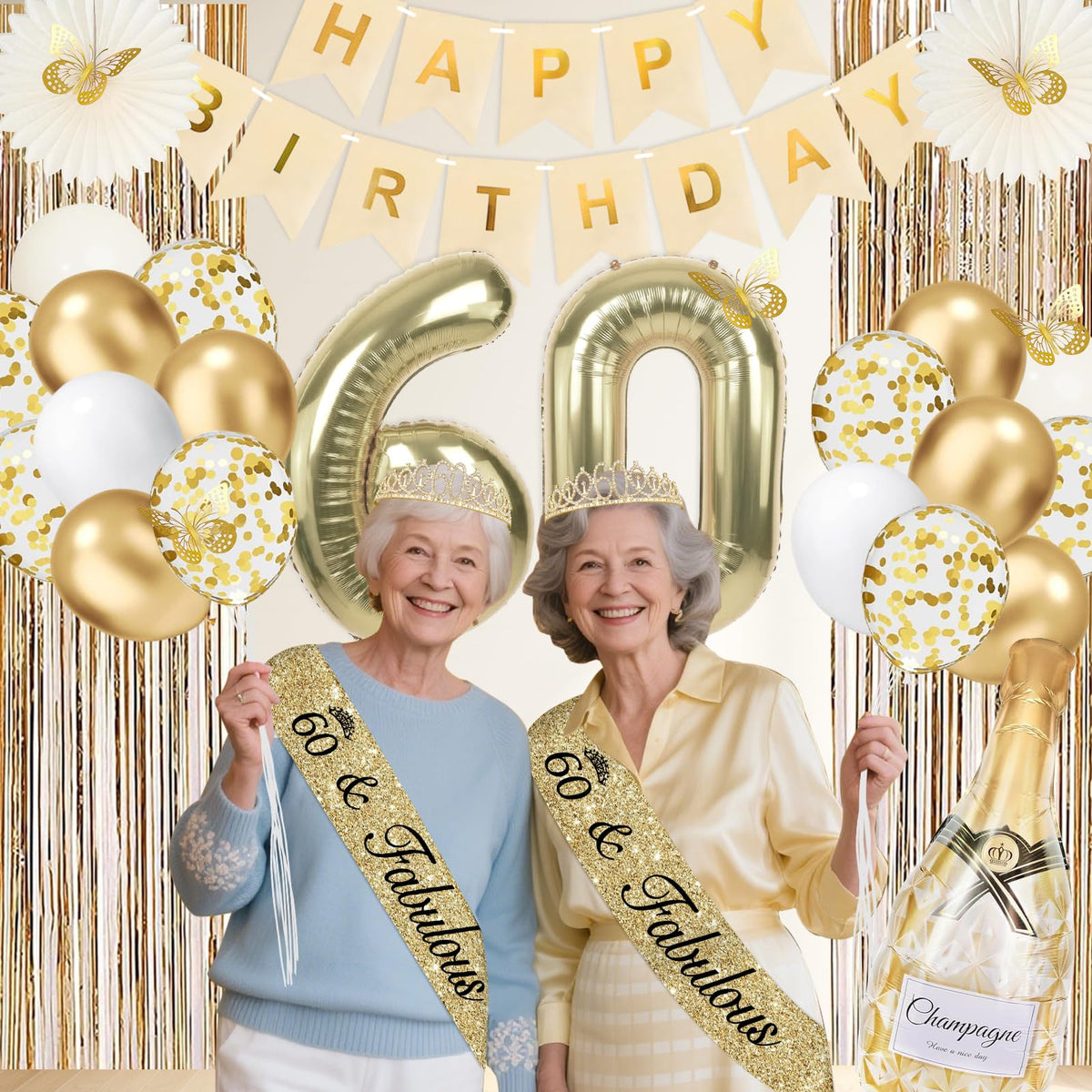 Juesly 40-inch 60 balloon and champagne bottle balloon for drama