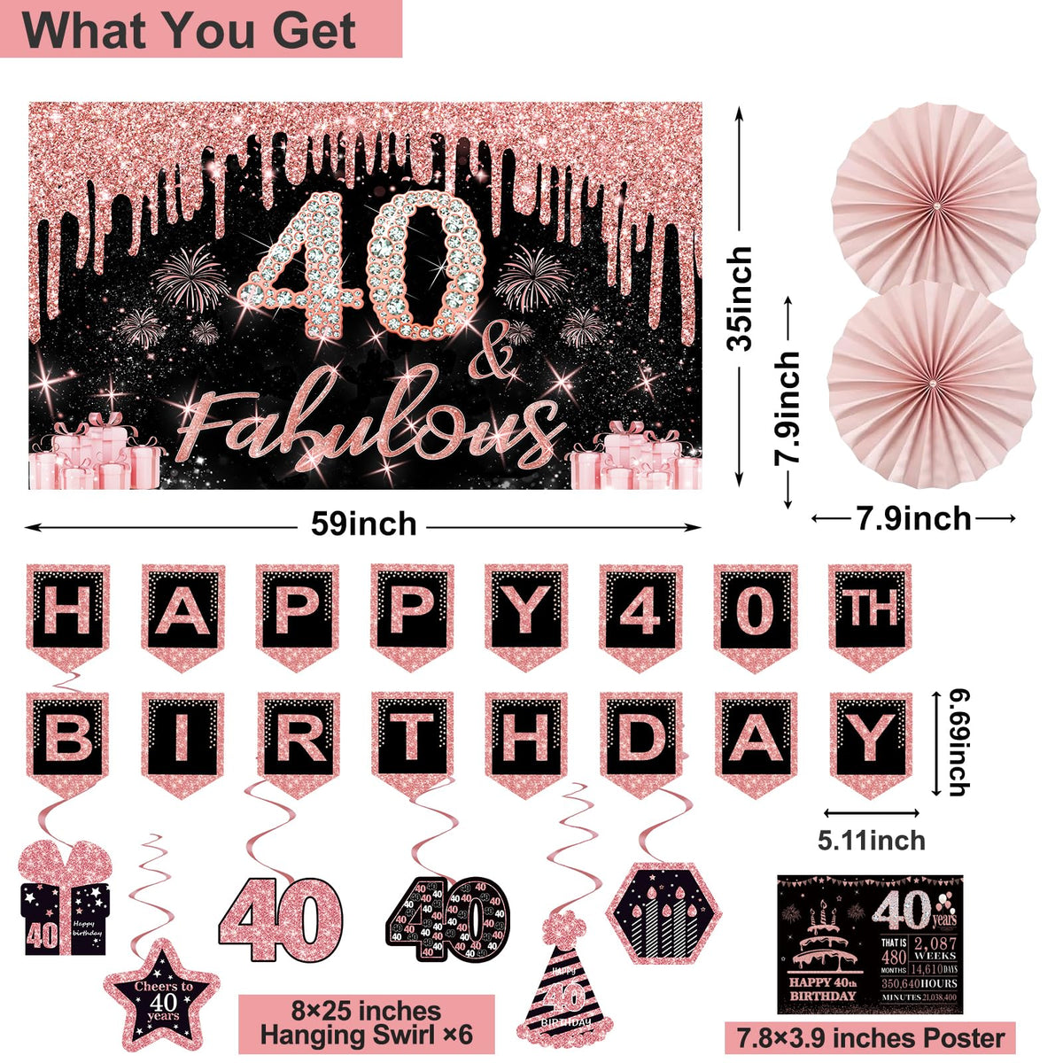Juesly 40th birthday sash with glitter accents for a stylish look.