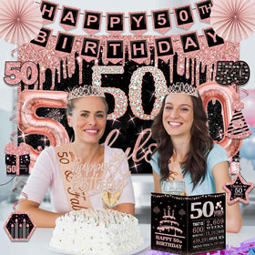 Juesly glittery 50th birthday cake topper centerpiece