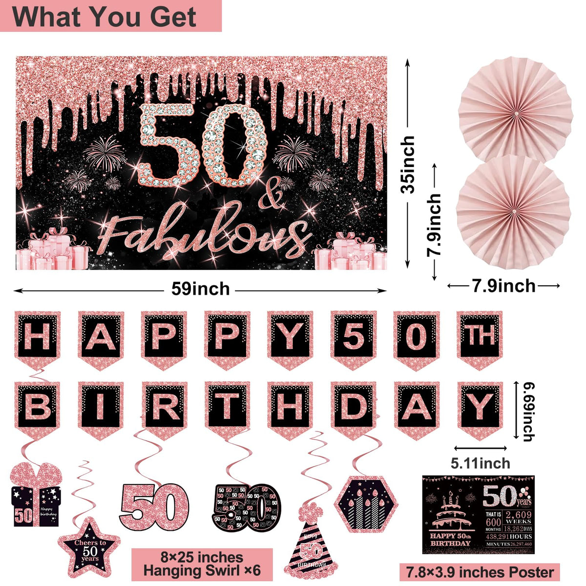 Juesly rose gold birthday sash with adjustable pin