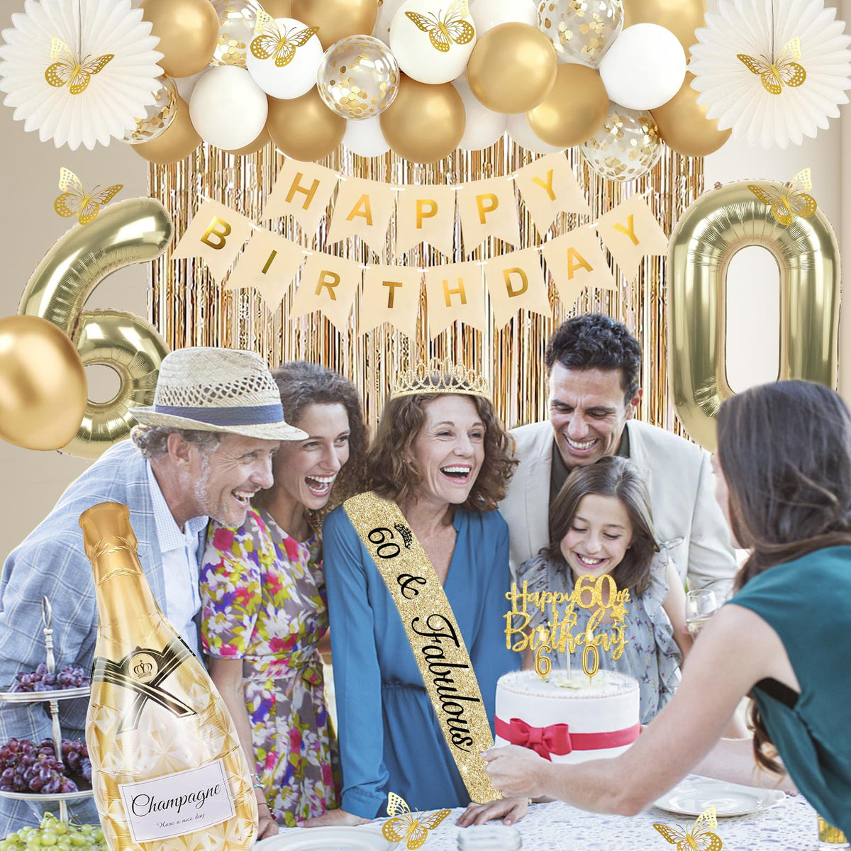 Juesly 60th birthday sash and crown for a glamorous moment