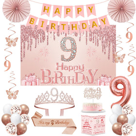 Juesly 9th banner backdrop creates a vibrant pink focal point for photos.