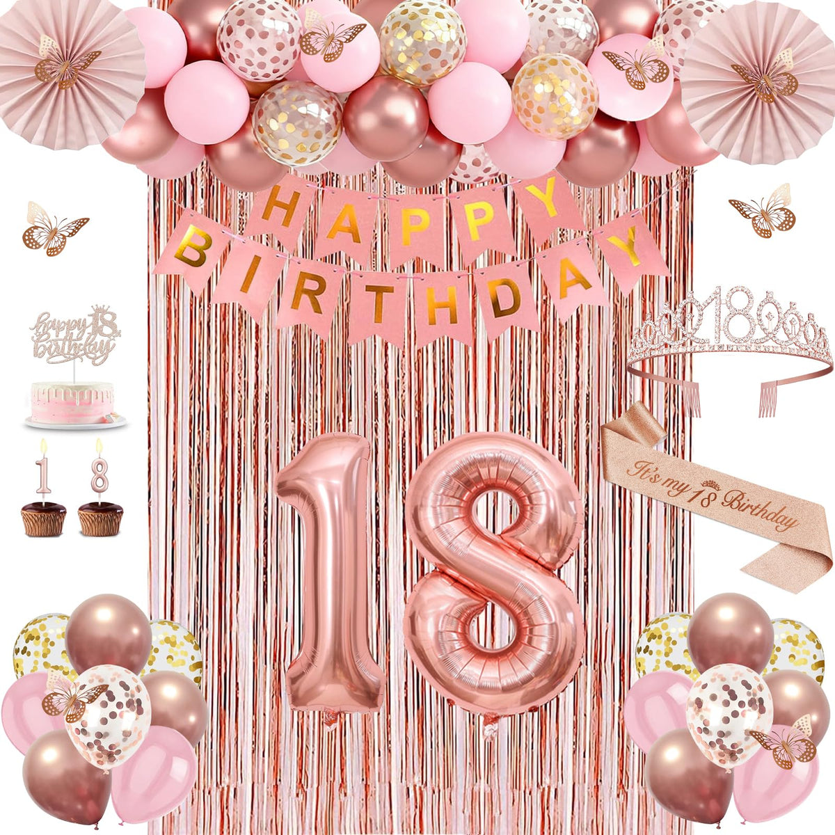 Juesly Happy 18th Birthday banner enhances a stylish backdrop