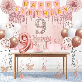 Juesly happy 9th birthday banner brightens walls for instant party atmosphere.
