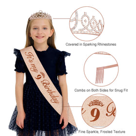Juesly it's my 9th birthday sash offers glittery charm and comfortable fit.