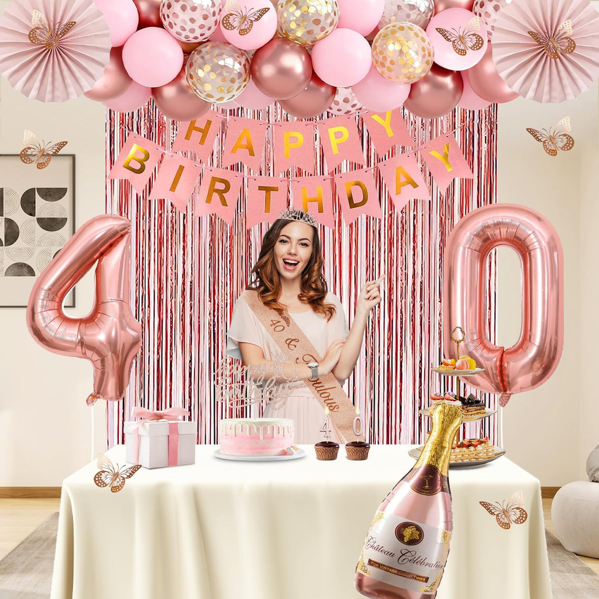 Juesly rose gold 40th candles elevate cake decor and ambience.