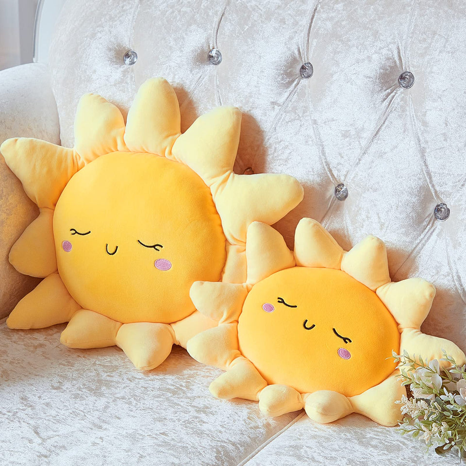 Juexica sun pillow 13.7-inch cushion, ideal for cozy seating and car use.