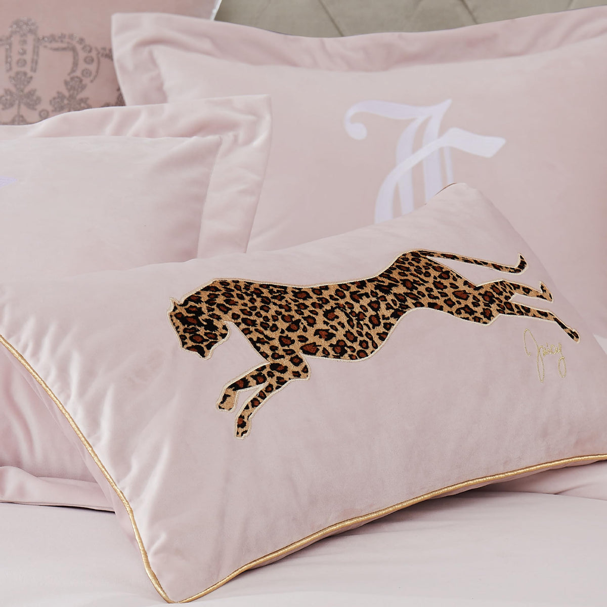 Juicy Couture velvet cover highlights luxurious texture and easy maintenance