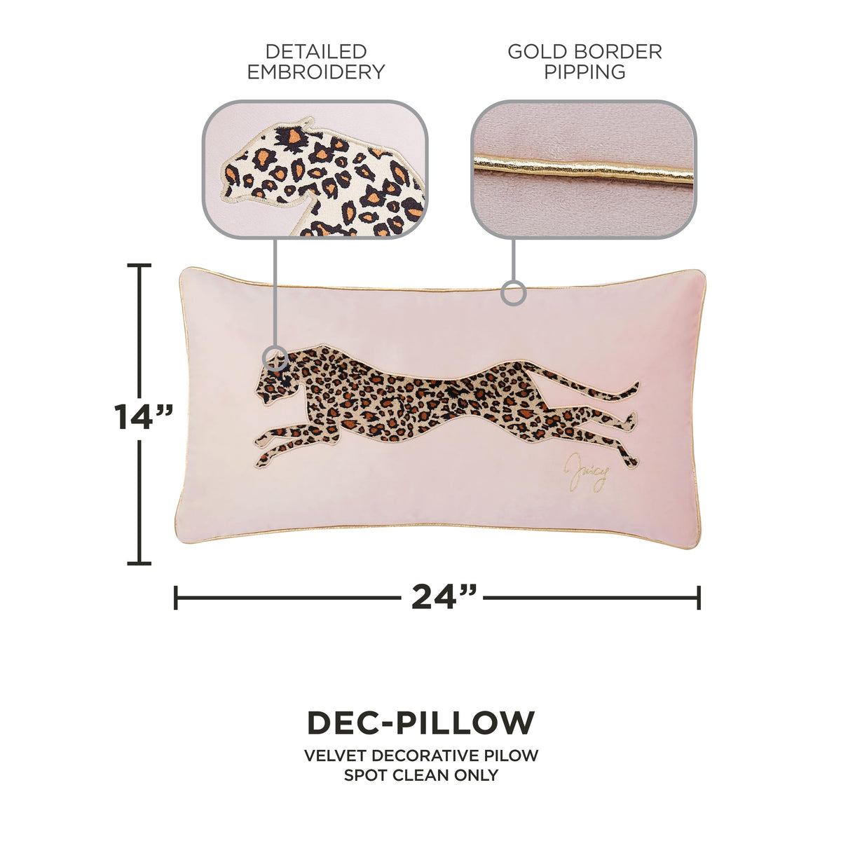 Juicy Couture reversible velvet cheetah pillow back solid color for versatile styling