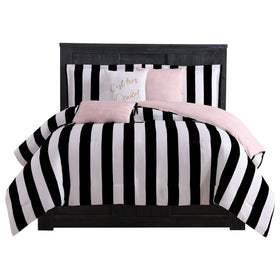 Juicy Couture Cabana Stripe reversible comforter close-up in soft microfiber for cozy nights.