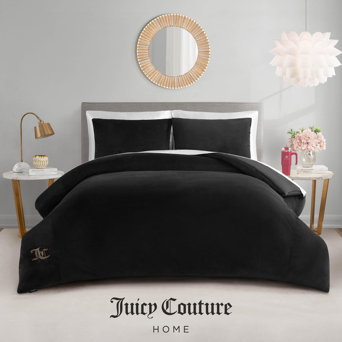 Stitching detail on Juicy Couture comforter highlighting durability.