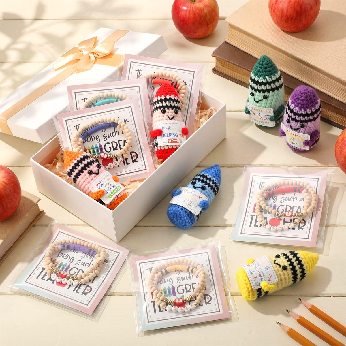 Juinte crayon-doll bag charm adds playful flair to backpacks and keyrings.