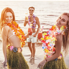 Juinte colorful leis for festive decoration and guest photo moments.
