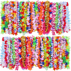 Juinte Hawaiian leis pack in mixed colors for lively luau décor and group wear.
