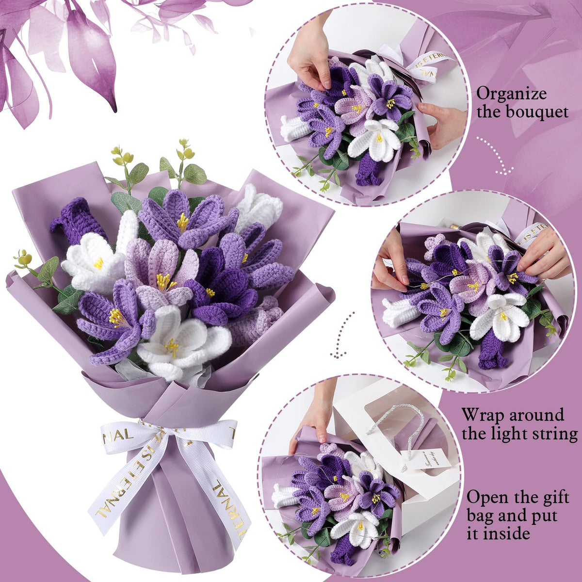 Juinte modern decor crochet bouquet offers durable, maintenance-free decoration.