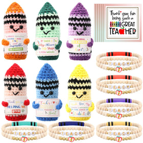 Juinte crochet crayons 6-pack elevates teacher appreciation with handmade charm.