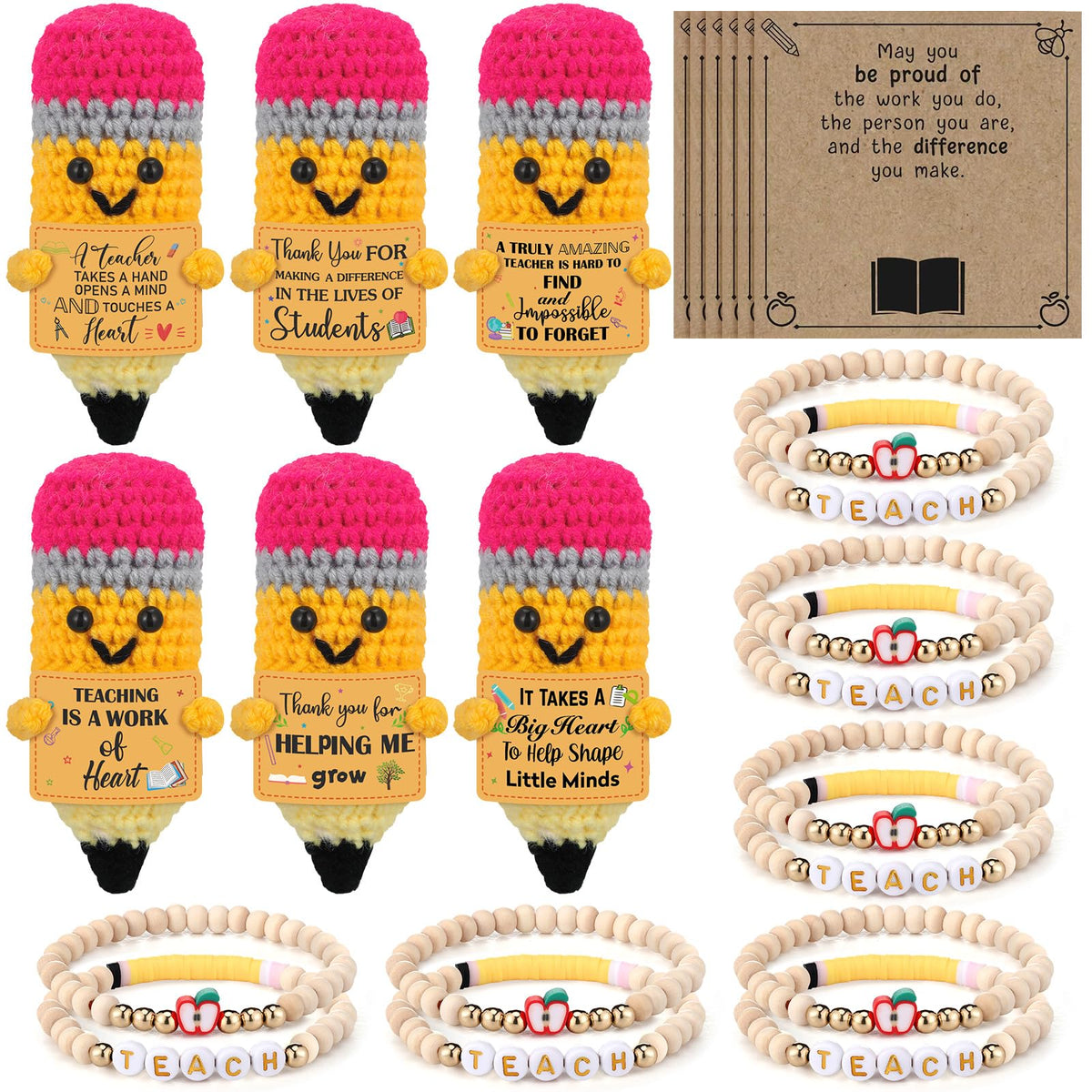 Juinte teacher gifts pencil doll collection 1 on a desk, cozy classroom decor and appreciation