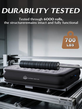 JUITOY Queen air mattress packs compactly for storage in trunk or closet.