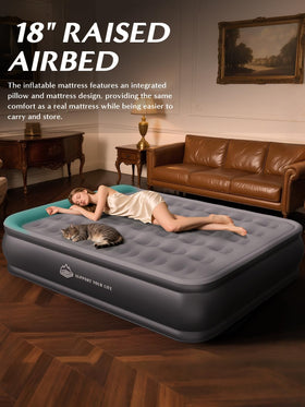 JUITOY Queen air mattress with water-resistant surface is easy to clean after outdoor use.
