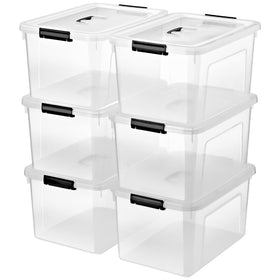 JUJIAJIA 19-quart bin with lids offers quick access and clear visibility while protecting contents.