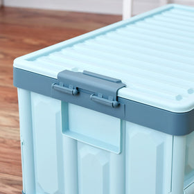 JUJIAJIA blue folding crate with embedded handle for easy transport.