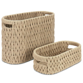 Jukercici boho bathroom basket holding up to six mega rolls for organized toilet paper storage.