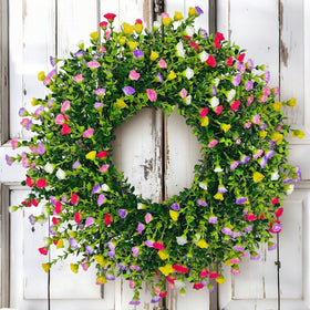 Julako 22-inch spring wreath for front door boosts curb appeal.
