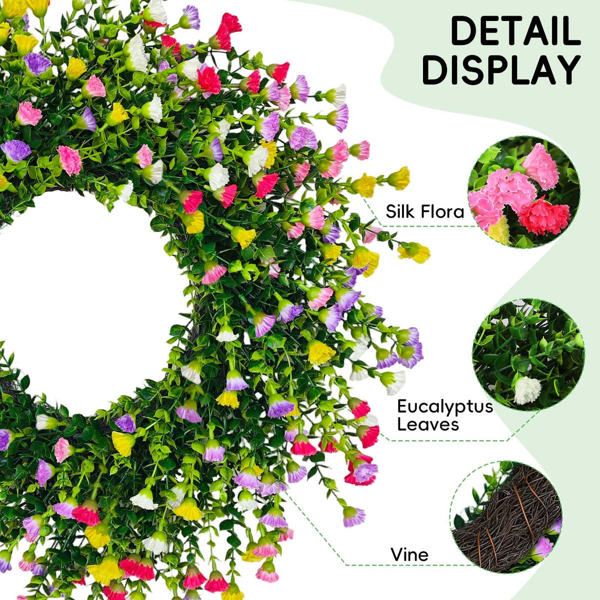 Julako weather-resistant wreath ideal for indoor or covered porch spaces.