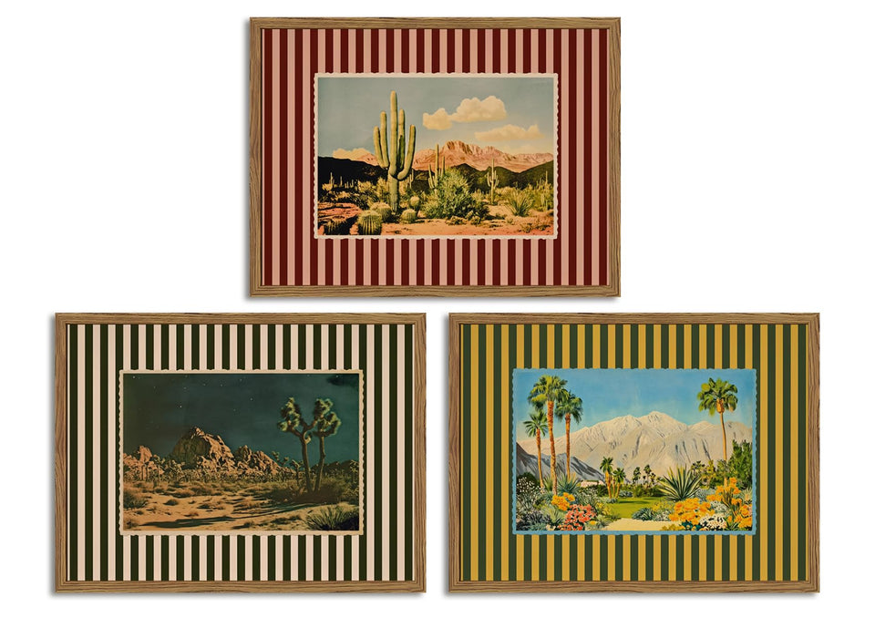 Julaydi framed desert mountains print enhances rustic living room decor