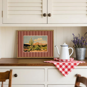 Julaydi framed desert mountains print complements farmhouse interiors