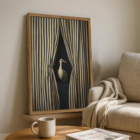 Julaydi Moody Crane Wall Art black white stripe detail, bold contrast for modern rooms