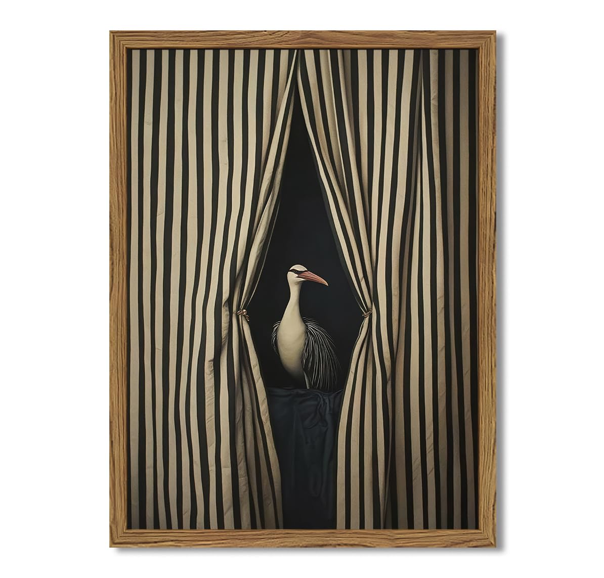 Julaydi Moody Crane Wall Art front frame, framed canvas enhances vintage decor