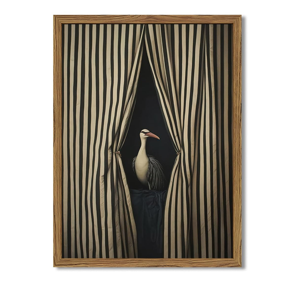 Julaydi Moody Crane Wall Art front frame, framed canvas enhances vintage decor