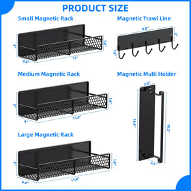 JulktLli magnetic shelves on fridge door for enhanced vertical storage space.