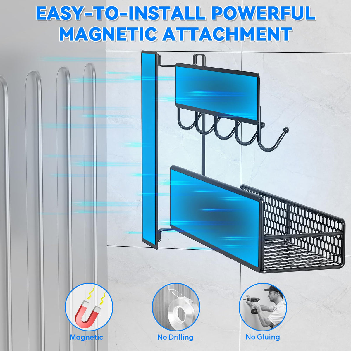 JulktLli tool hooks provide no-drill storage options in laundry or kitchen.