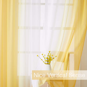 July Joy two-tone gradient curtains in yellow brighten rooms with depth.