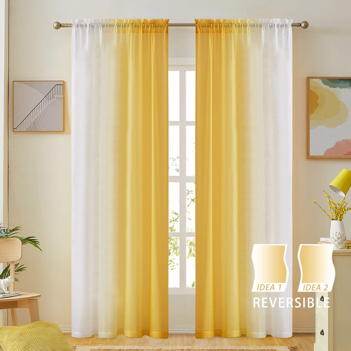 July Joy ombre curtains rod-pocket design for easy hanging and neat setup.