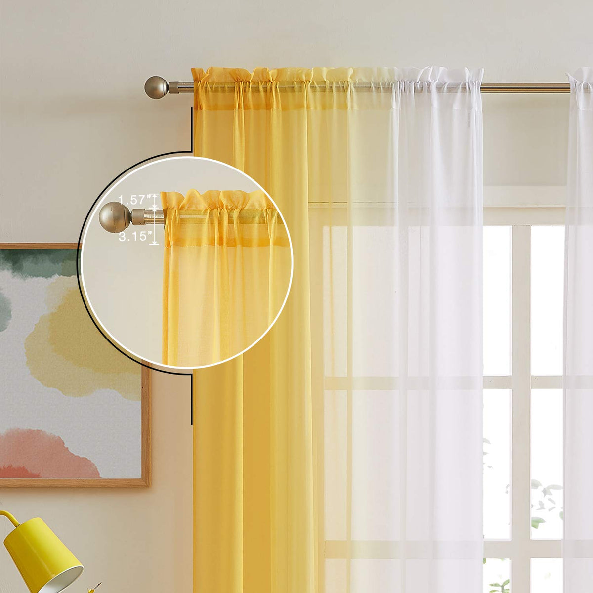 July Joy lightweight linen-look sheers drape softly and filter daylight.