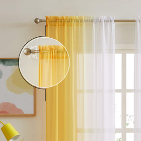 July Joy lightweight linen-look sheers drape softly and filter daylight.