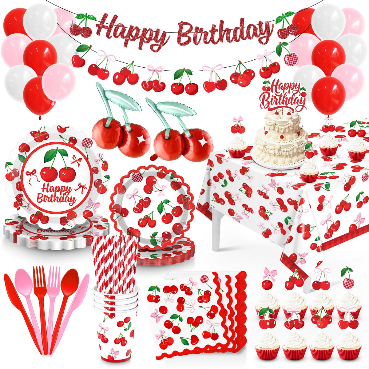 julyshy cherry banner glittery and festive for birthday setup