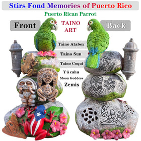 JULYSVE hand-painted resin figurine featuring Taíno symbols front and back.
