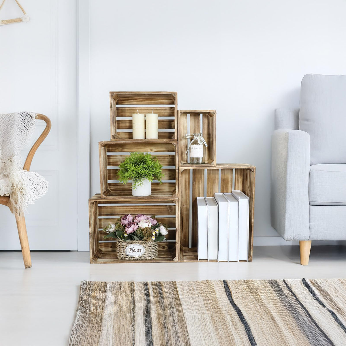 JUMBO HUMBLE rustic farmhouse crates enhance party and home decor.